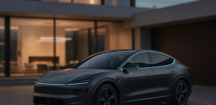 Illustration: a car parked at a quiet house at dusk, nothing watching it